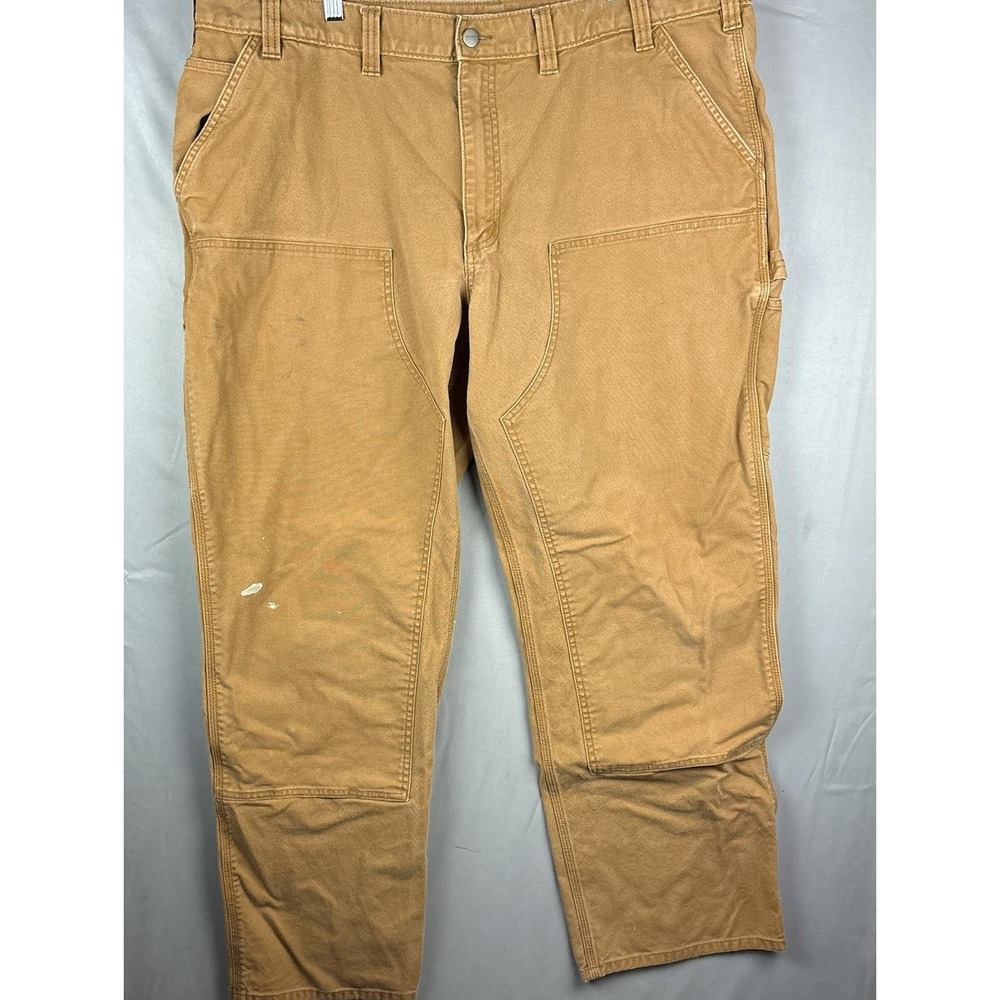 Carhartt Double Knee Carpenter Pants Mens 44x32 Brown Canvas Workwear BN3334